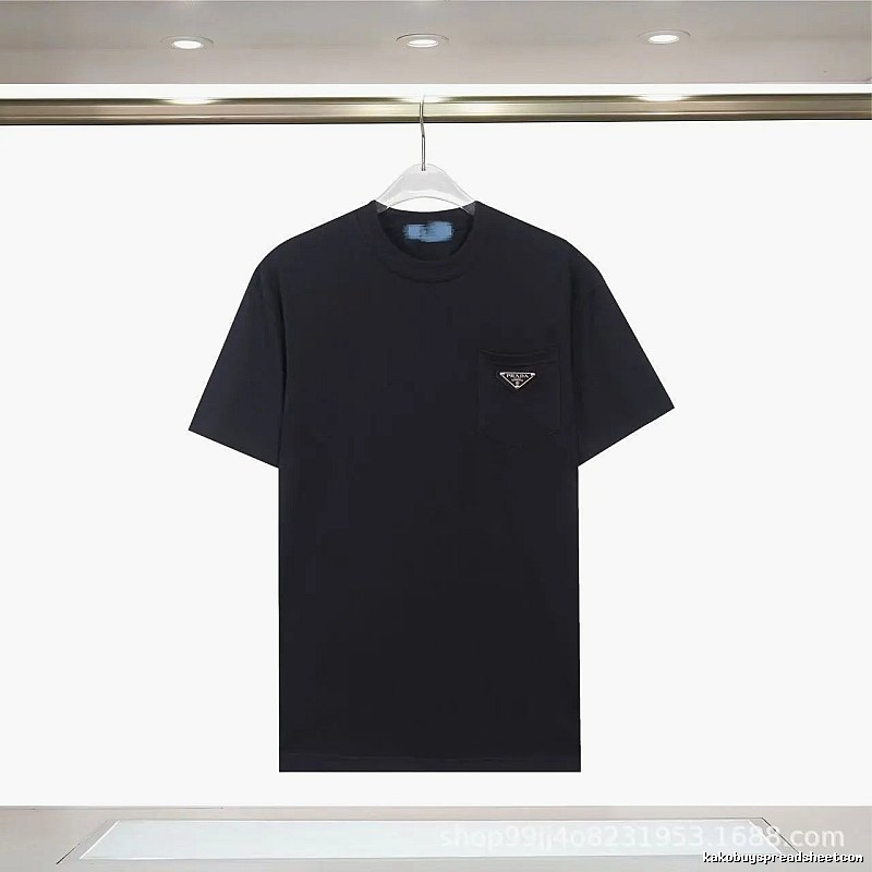 Prada Triangle Logo Minimalist Style Black Short-sleeve T-shirt