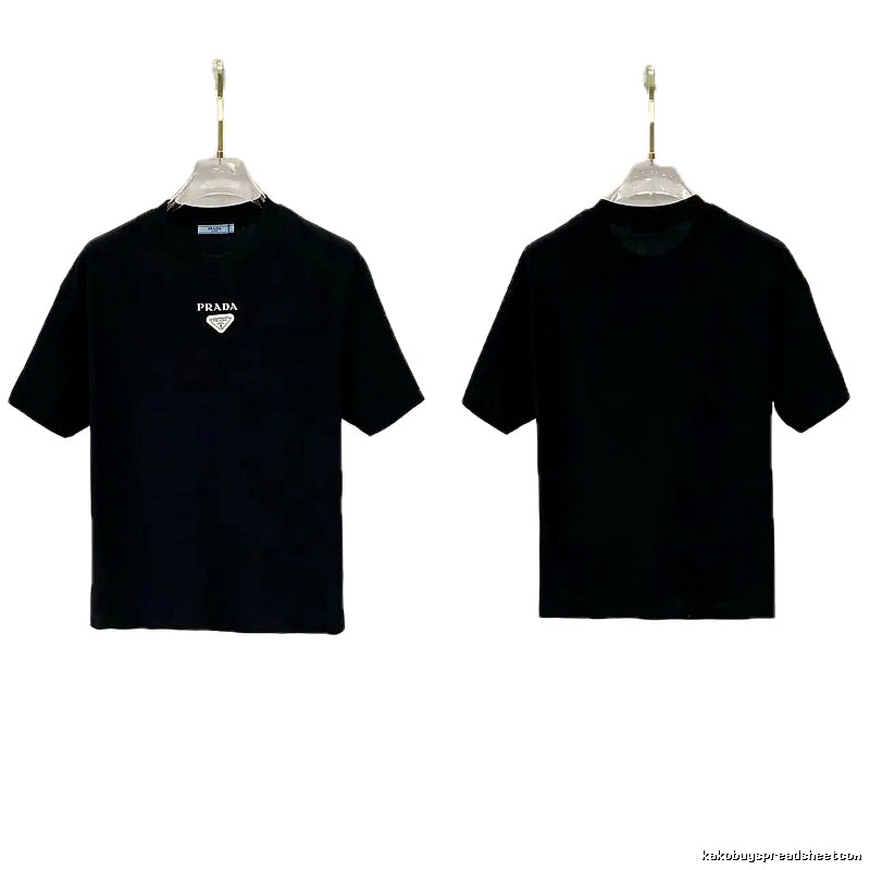 Prada Triangle Logo Minimalist Style Black Short-sleeve T-shirt