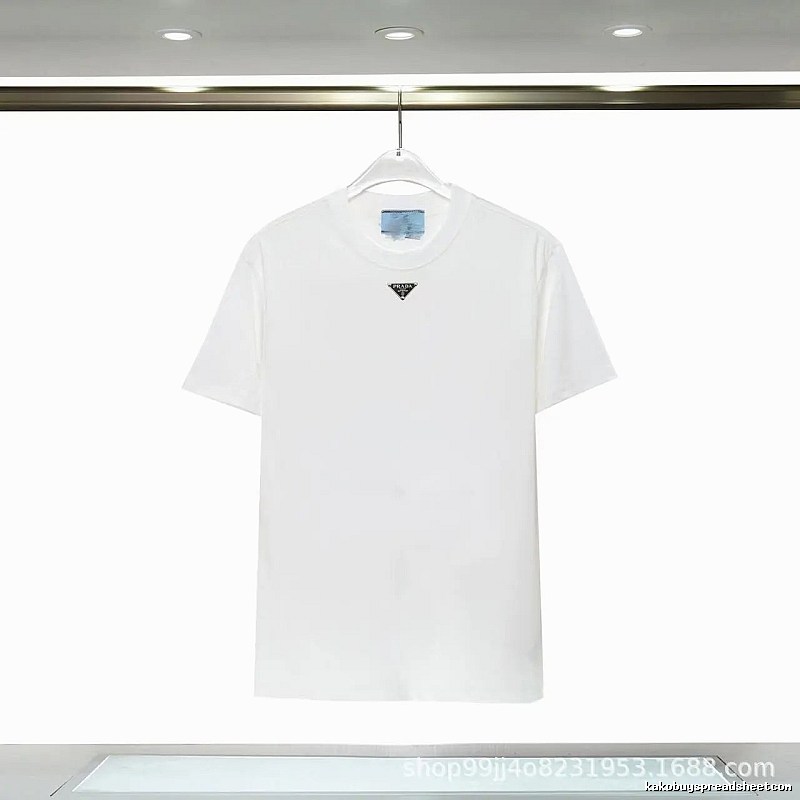 Prada Triangle Logo Minimalist Style White T-Shirt