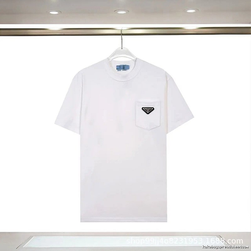 Prada Triangle Logo Minimalist Style White T-Shirt