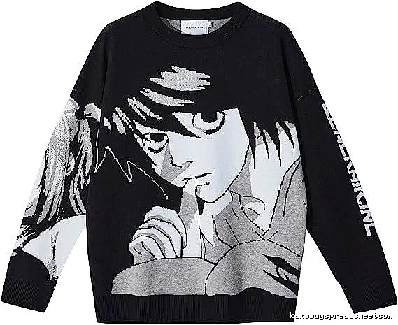 Premium Style Anime graphic sweater Black Knit Top for Minimal Outfits