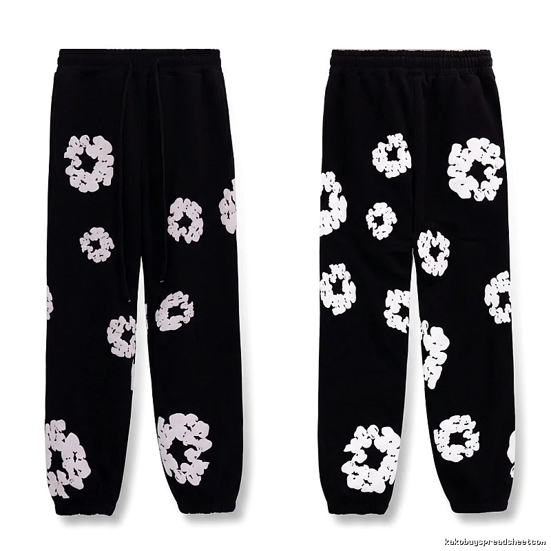 Printed casual black pants with DENIM TEARS style