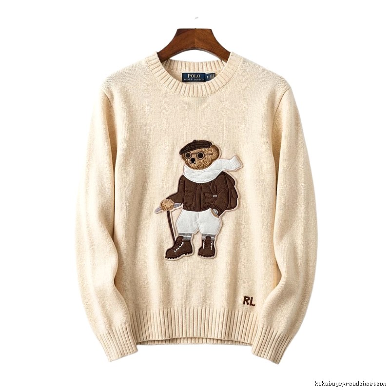 Ralph Lauren Bear Retro Style Beige Sweater