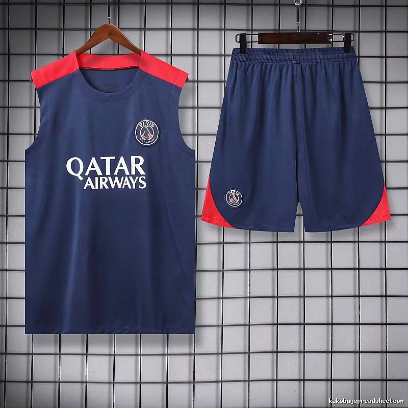 Real Madrid Gift Ready Training jersey set Navy Sleeveless Top with Fresh Pattern