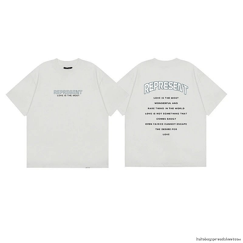 Represent Slogan Printed High Street Style Off-white T-shirt