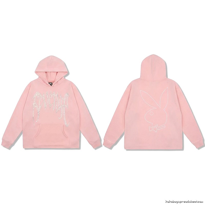 Revenge rabbit print pink hoodie