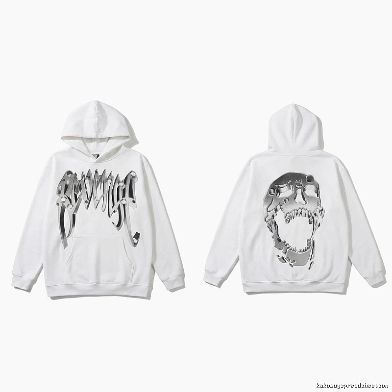 Revenge Skull Trendy Cool White Hoodie