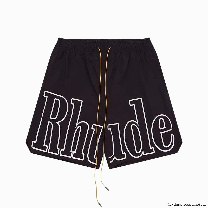 RHUDE letter-style black shorts
