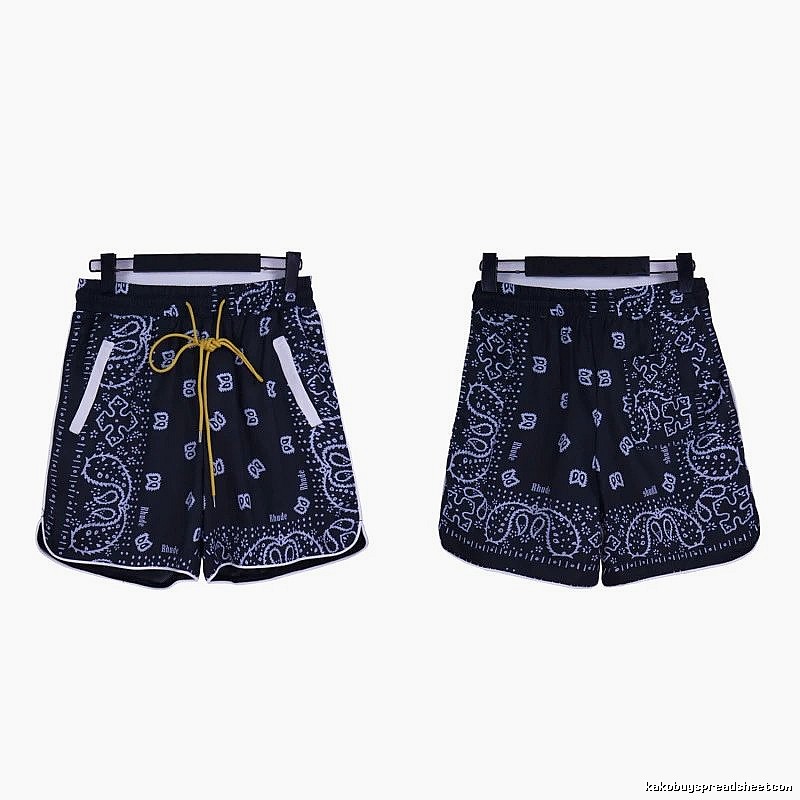 RHUDE retro-style black shorts