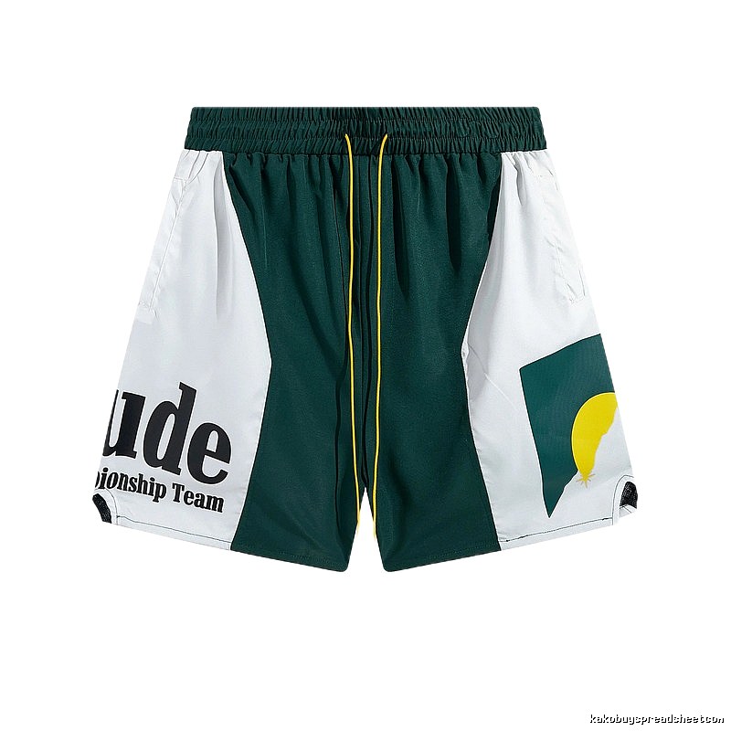 RHUDE sporty green and white shorts