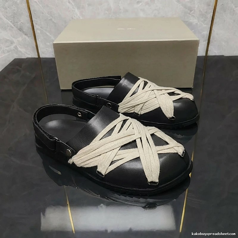 Rick Owens cross-strap dark style slippers