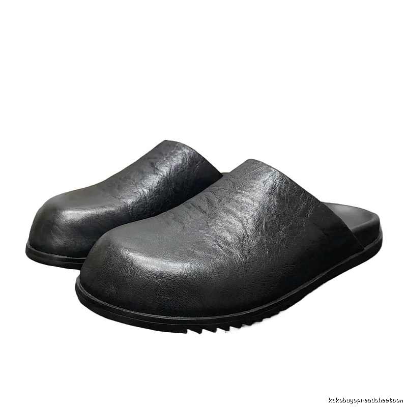 Rick Owens dark style black slippers