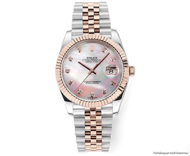 Rolex Datejust Automatic Watch - pink mother-of-pearl dial and two-tone bracelet for gifting