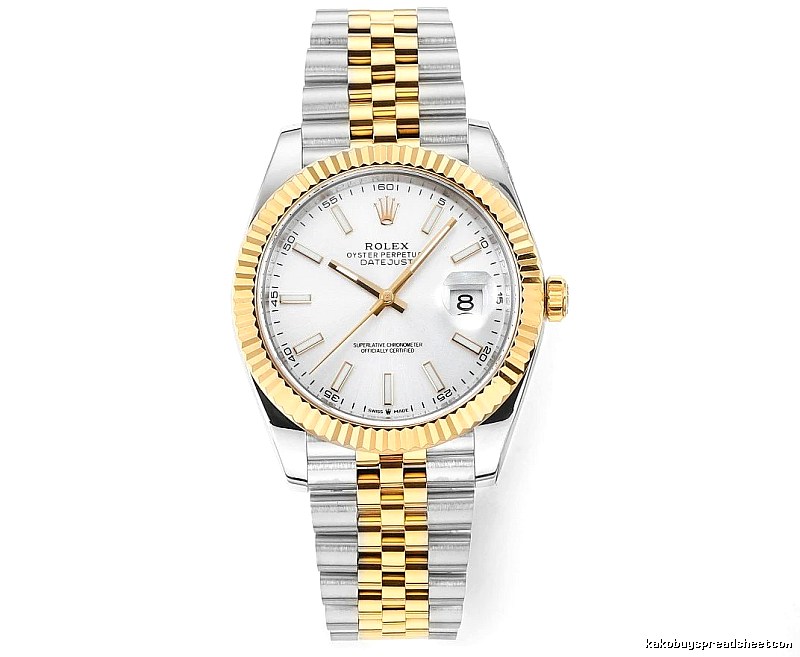 Rolex Two-Tone Datejust Watch - White Baton Dial Travel Edit
