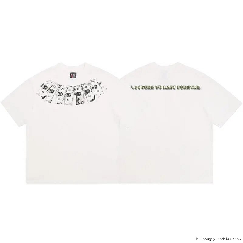 SAINT Dollar Bill Print Street Style White T-Shirt