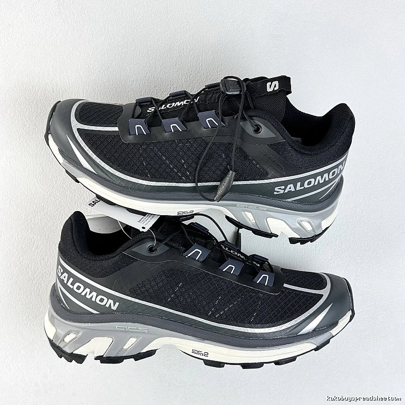 Salomon Black and Gray Trail Sneakers with Quick-Lace Style Cords