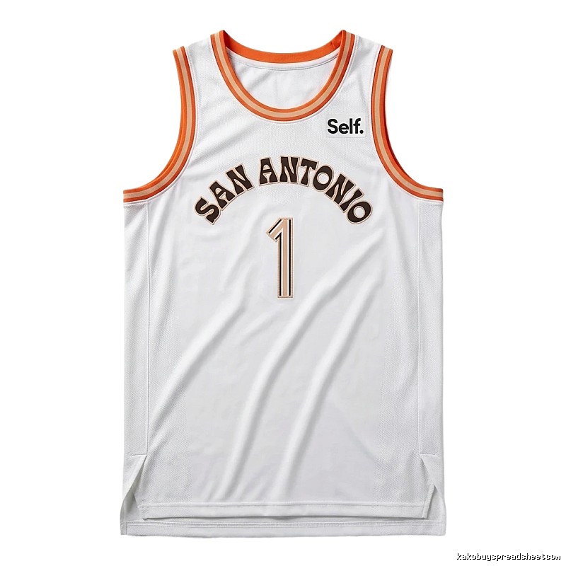 Self. Spurs white and orange basketball jersey