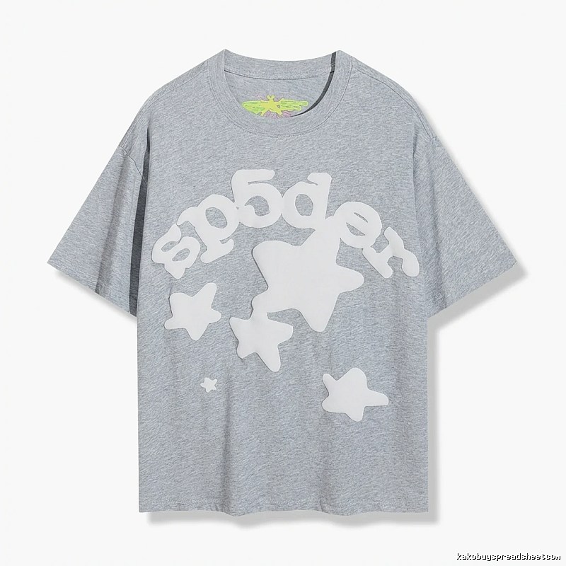 Sp5der Gray T-shirt with Star Print