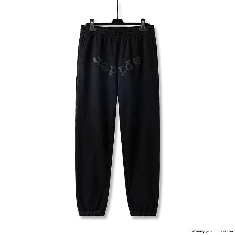 Sp5der Letter Trendy brand Black Sweatpants