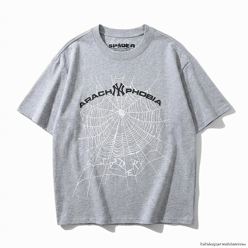 Sp5der Spider Web Trendy Grey T-shirt