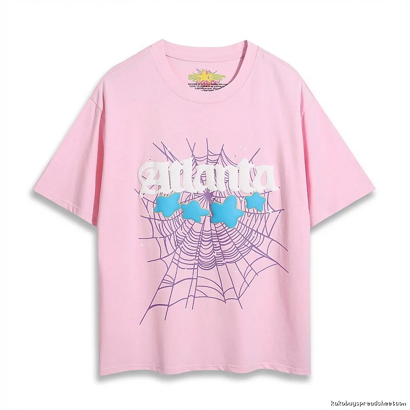 Sp5der Star Network Print Pink T-shirt
