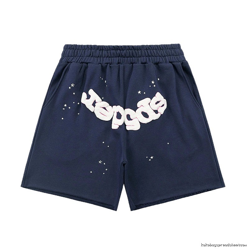 Sp5der Star Print Shorts (Navy Blue)