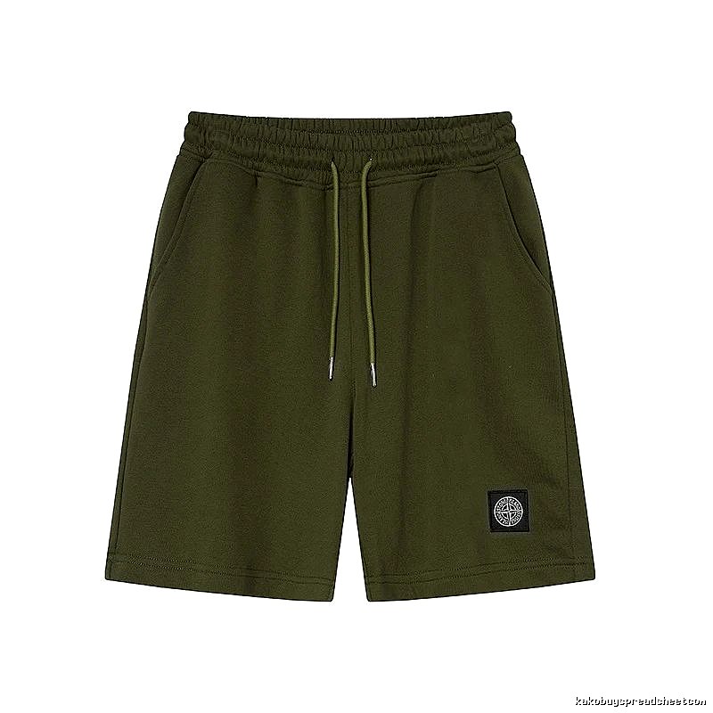 Stone Island Badge Casual Style Army Green Shorts
