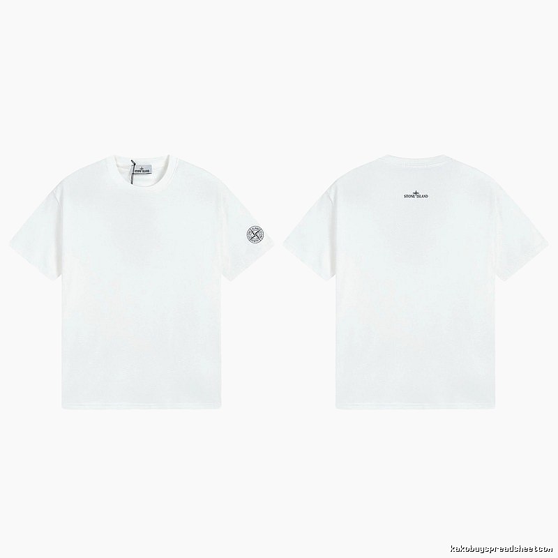 Stone Island Badge Minimalist Style White Short-sleeve T-shirt