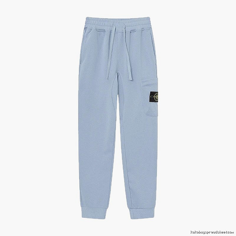 Stone Island Compass Badge Street Style Light Blue Cuffed Jogger Sweatpants