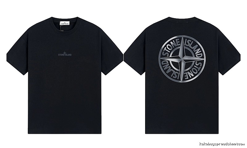 Stone Island Compass Collection Street Style Black T-Shirt