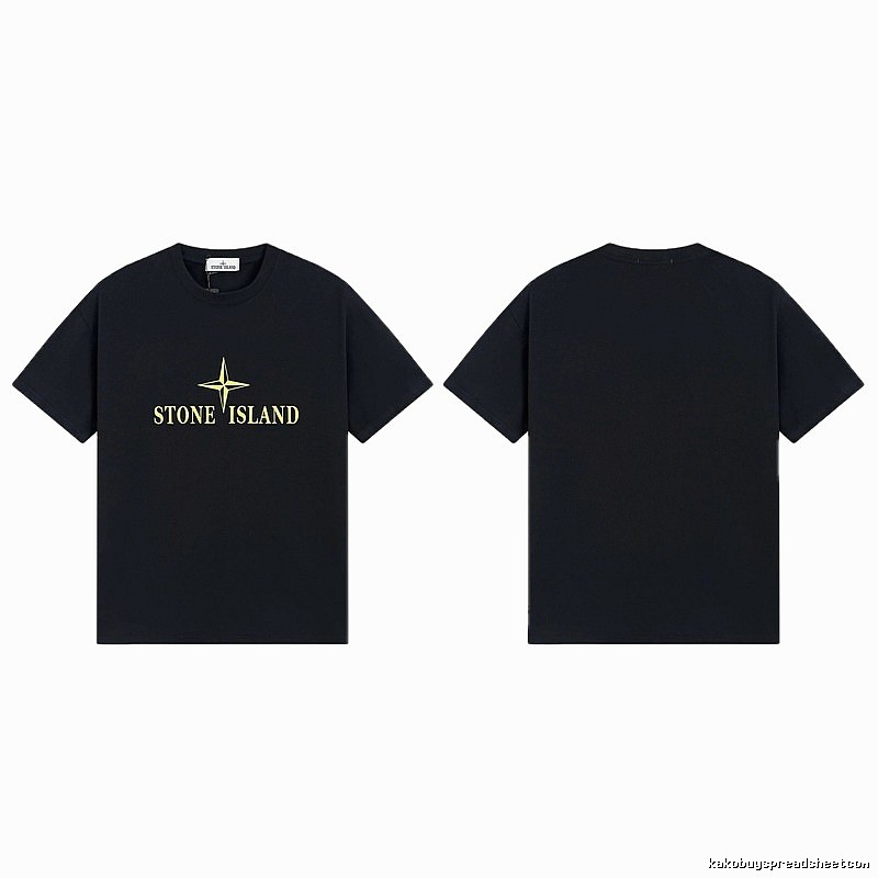 Stone Island Compass Print Street Style Black T-Shirt