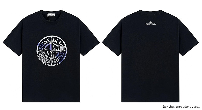 Stone Island Compass Print Street Style Black T-Shirt