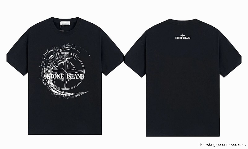 Stone Island Compass Print Street Style Black T-Shirt