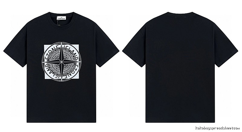 Stone Island Compass Print Street Style Black T-Shirt