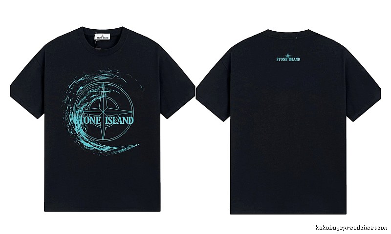 Stone Island Compass Print Street Style Black T-Shirt
