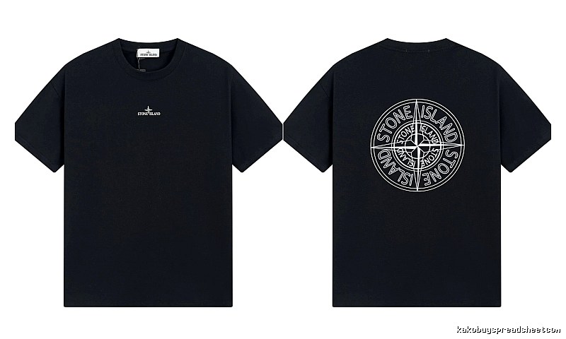 Stone Island Compass Print Trendy Cool Black T-Shirt