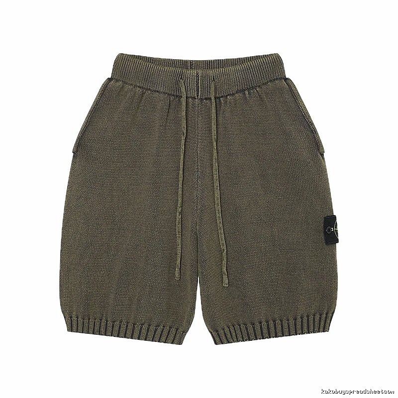 Stone Island Compass Techwear Style Olive Green Knit Shorts