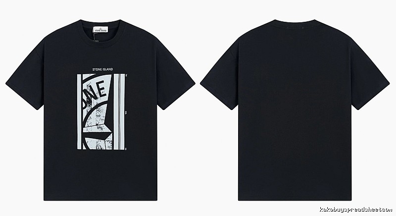 Stone Island Printed Street Style Black T-shirt