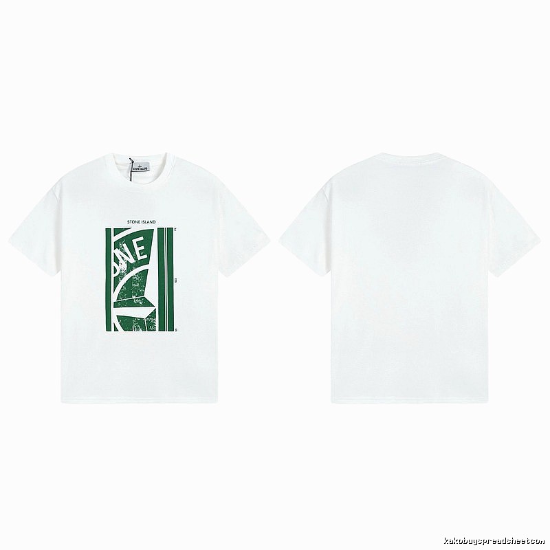 Stone Island Printed Street Style White Short Sleeve T-Shirt