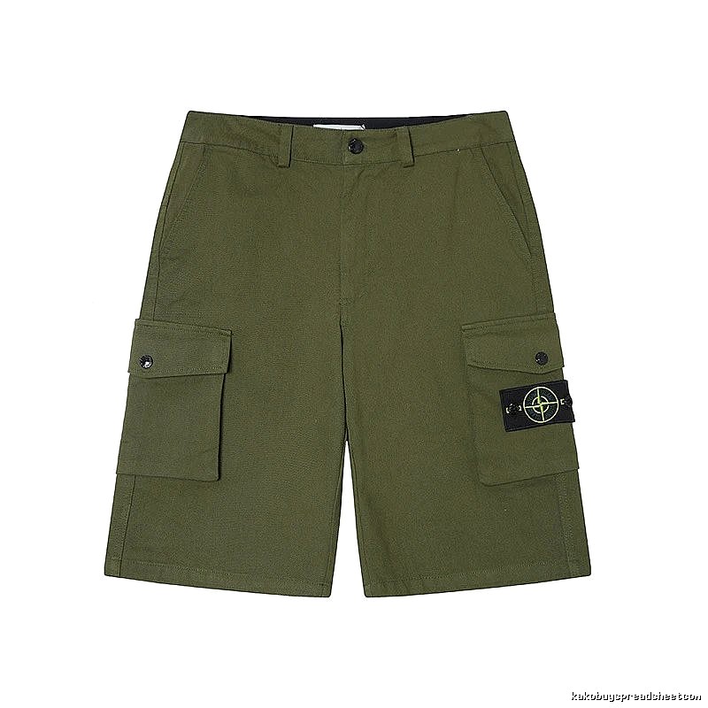 Stone Island Techwear Style Army Green Cargo Shorts