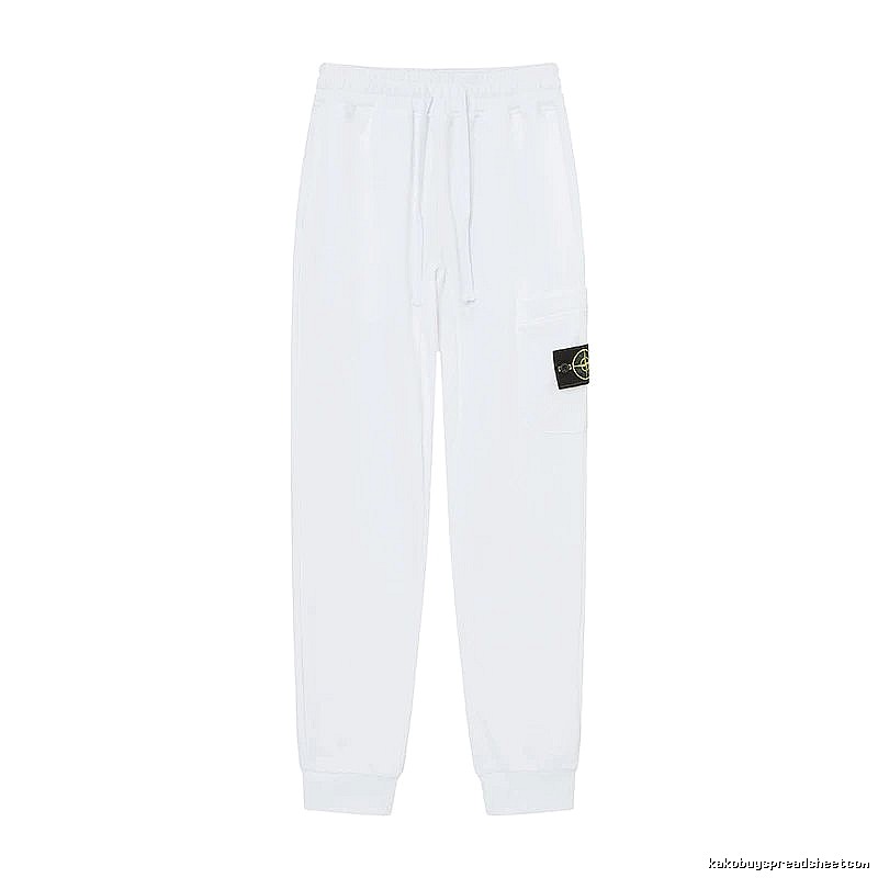StoneIsland Badge Workwear Style White Sweatpants