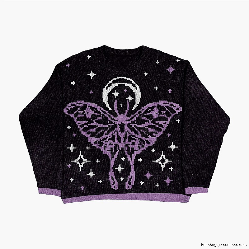 Streetwear Anime graphic sweater Black Knit Top with Logo Accent