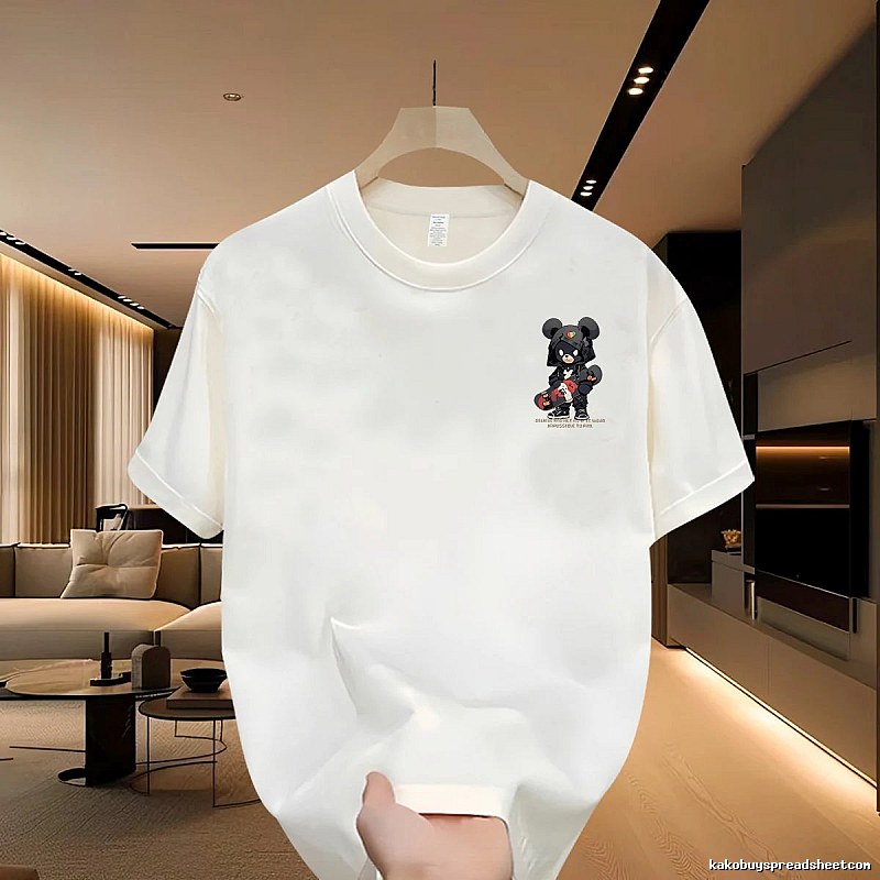 Streetwear Brand Skate Bear Street-style Off-white Short Sleeve T-Shirt