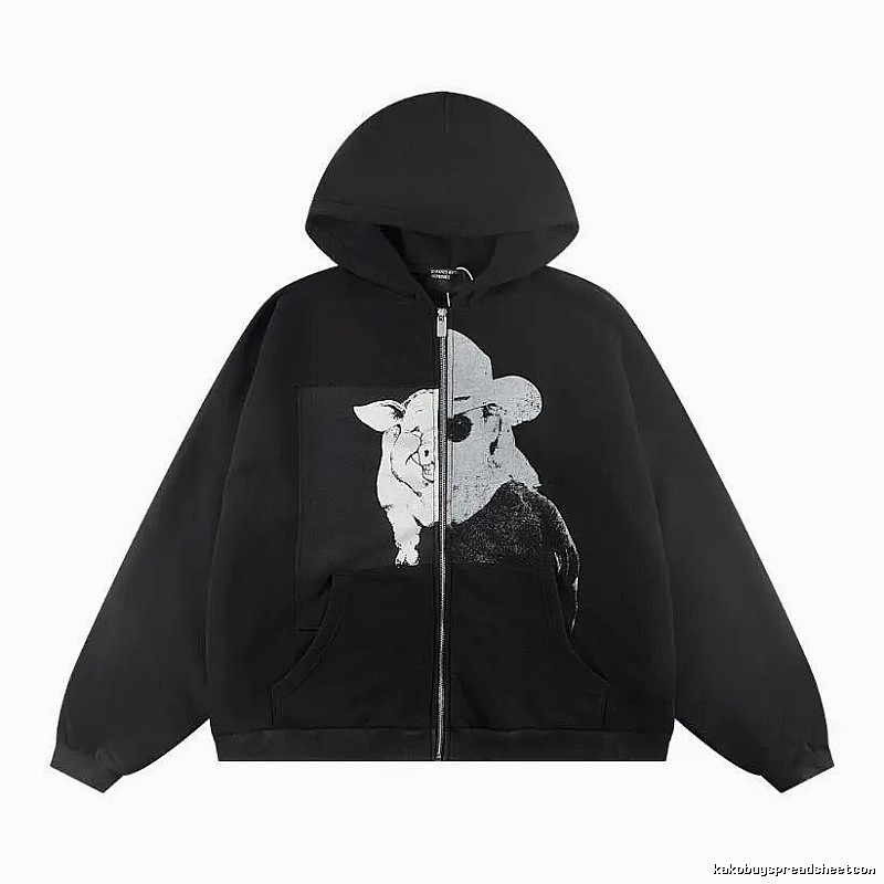 Streetwear Graphic Focus Graphic Zip Hoodie Daily Styling