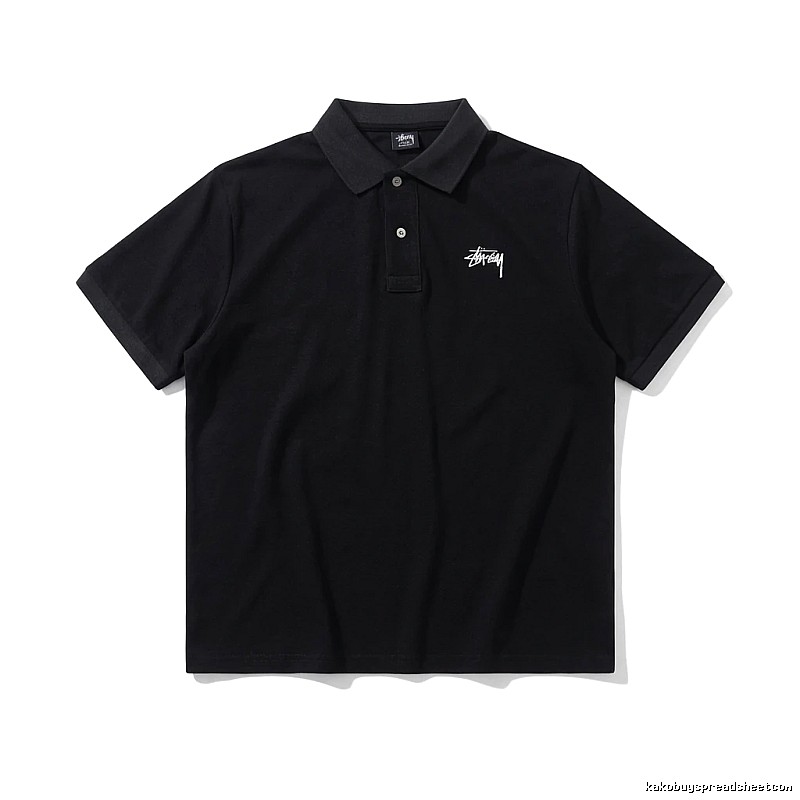 Stussy basic simple style black Polo shirt