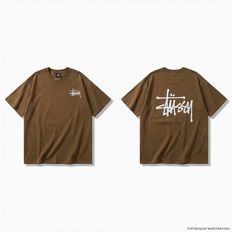 Stussy basic simple style coffee-colored T-shirt