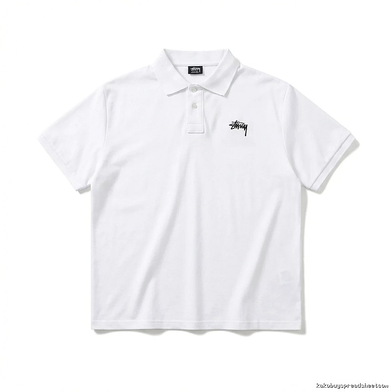Stussy basic simple white polo shirt