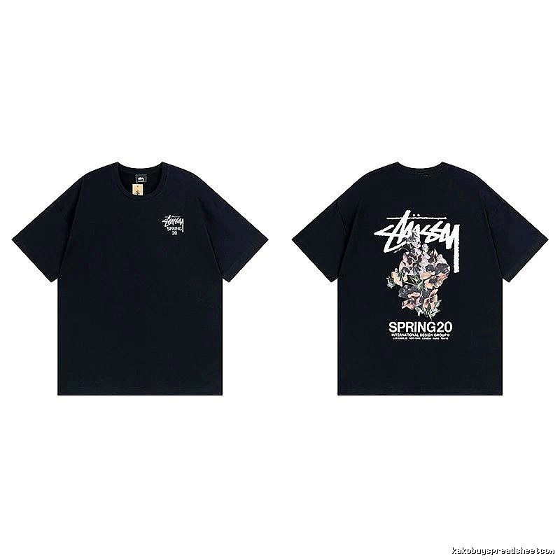 Stussy Black Spider Graphic T-Shirt Warm Weather Logo