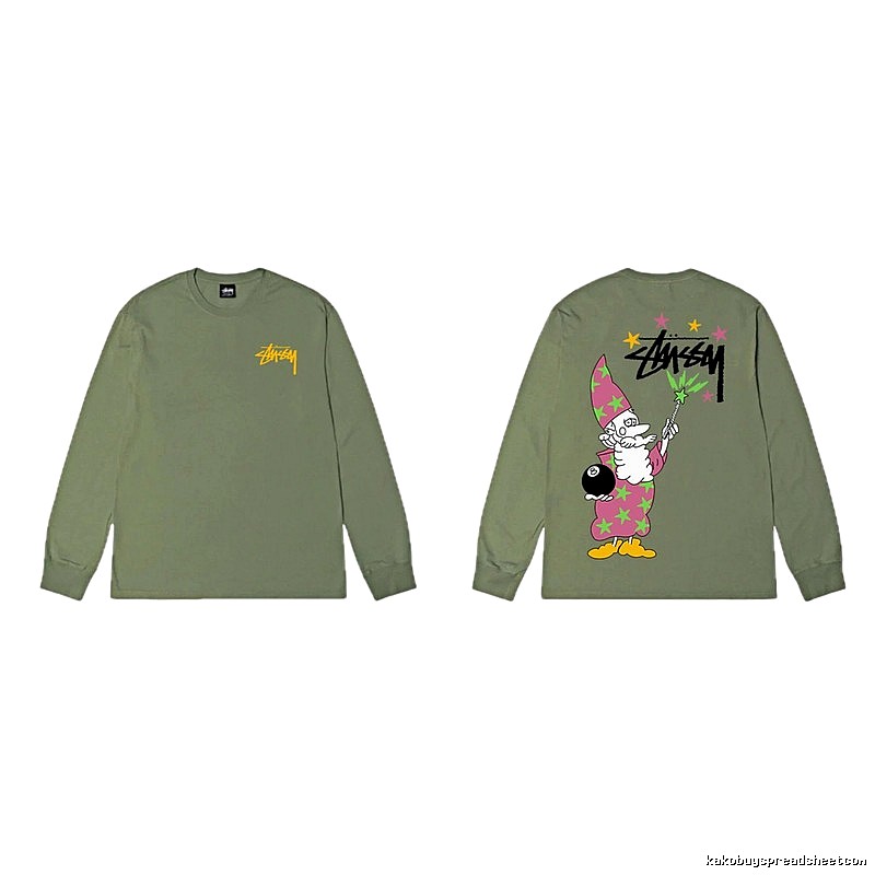 Stussy Cartoon Fun Style Olive Green Sweatshirt