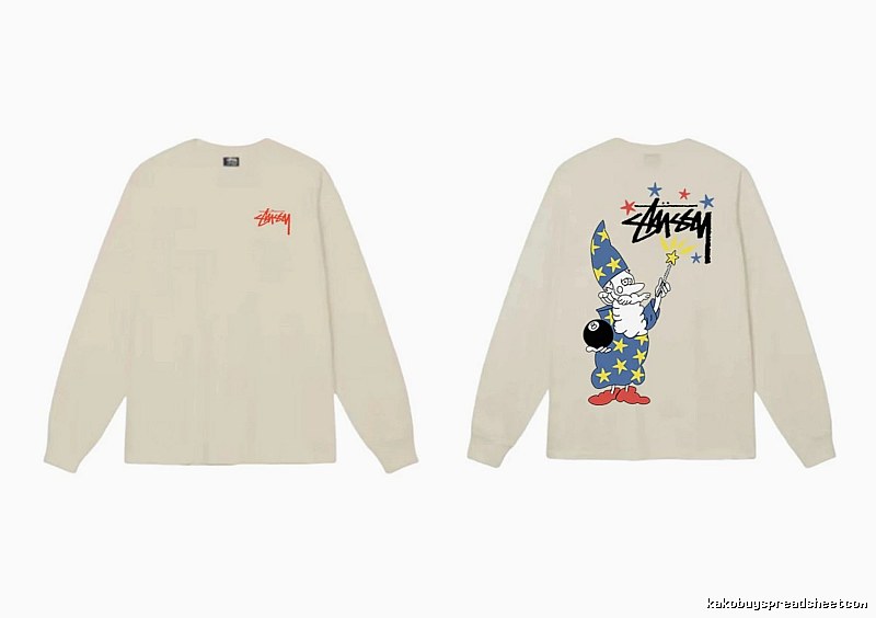 Stussy cartoon print beige long-sleeve